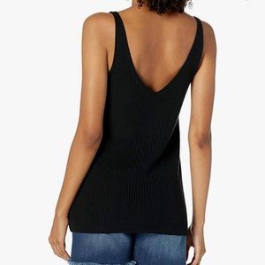 Double V-Neck Textured Rib Sweater Tank.